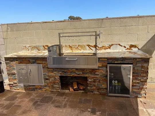 Tagwood BBQ Fully Assembled Built-In Santa Maria Argentine Wood Fire & Charcoal Gaucho Grill - BBQ05SSF Tagwood BBQ