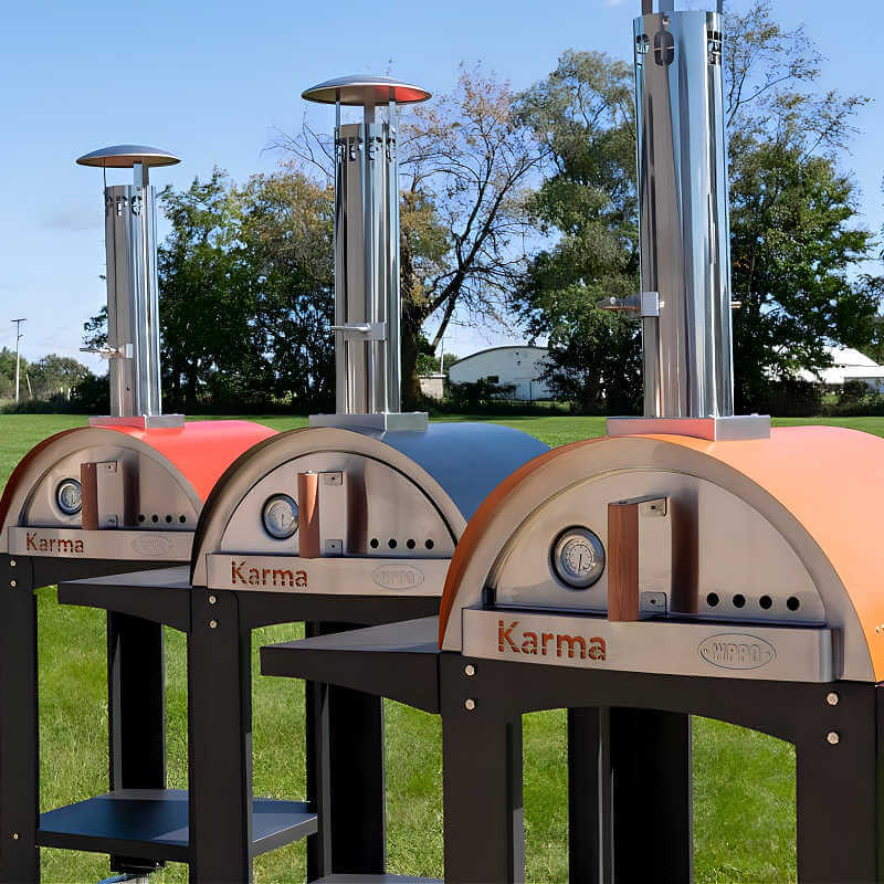 WPPO Karma 25 Inch Red Wood Fired Pizza Oven with Black Cart - WKK-01S-WS-Red