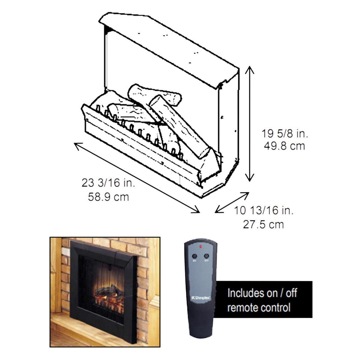 Dimplex Deluxe Fireplace Insert with Logs, 23 - Inches - by Dimplex ...