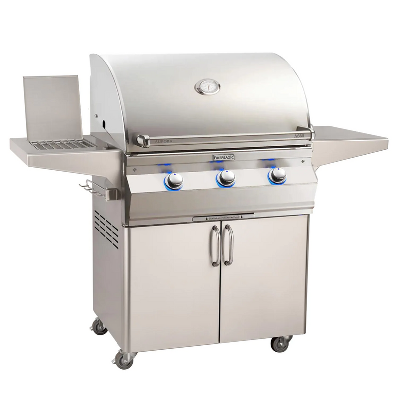 Fire Magic - Aurora A660S 30-Inch Propane Gas Grill With Side Burner And Analog Thermometer - A660S-7EAP-62 - Agent BBQ