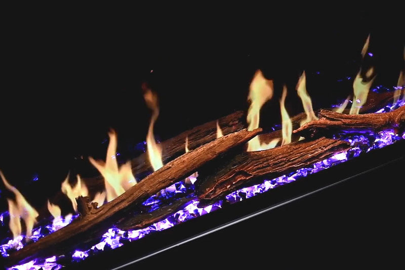 Modern Flames Orion Multi 88'' Heliovision Electric Fireplace Wall Mount Studio Suite | Weathered Walnut - Agent BBQ