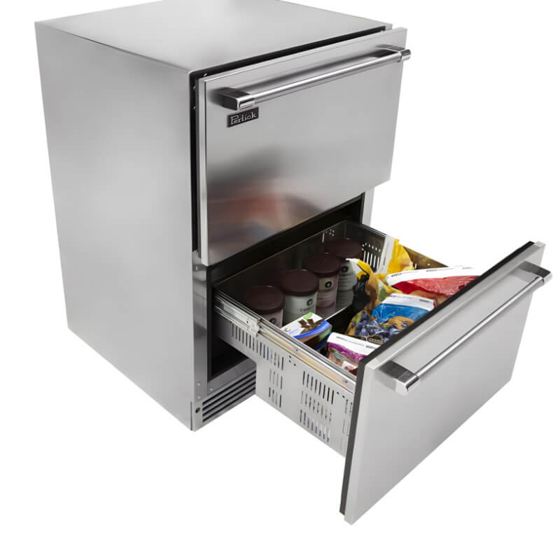 Perlick 24 - Inch Signature Series Stainless Steel Dual Zone Outdoor Refrigerator/Freezer Drawers w/ Lock - HP24ZO - 4 - 5DL - by Perlick | Buy at Agent BBQ