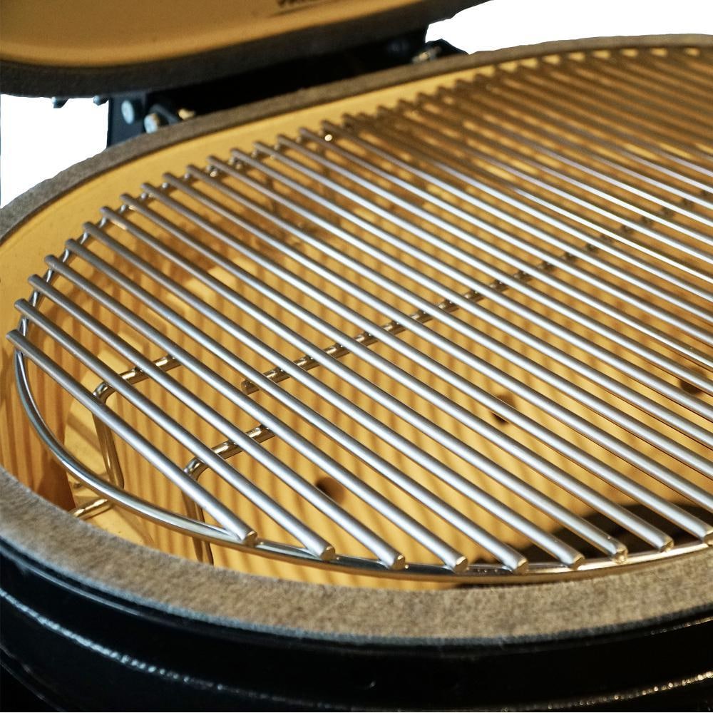 Primo All - In - One Oval Junior 200 Ceramic Kamado Grill With Cradle, Side Shelves And Stainless Steel Grates - PGCJRC - by Primo Grills | Buy at Agent BBQ