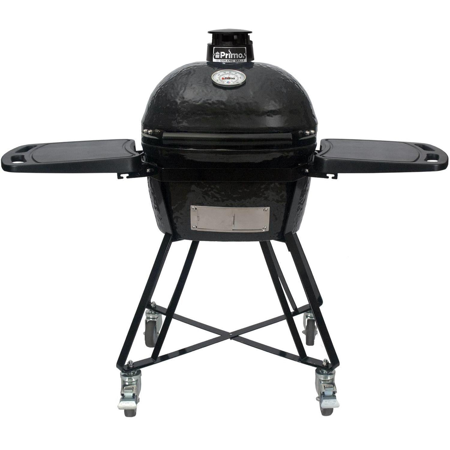 Primo All - In - One Oval Junior 200 Ceramic Kamado Grill With Cradle, Side Shelves And Stainless Steel Grates - PGCJRC - by Primo Grills | Buy at Agent BBQ