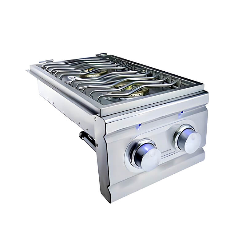 RCS Cutlass Pro Built In Stainless Steel Double Side Burner With LED Lights - RDB1EL - by Renaissance Cooking Systems | Buy at Agent BBQ