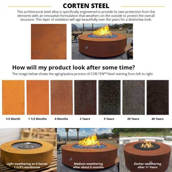 TOP Fires by The Outdoor Plus OPT - ALMCS Alameda Linear Corten Steel Gas Fire Table - by The Outdoor Plus | Buy at Agent BBQ